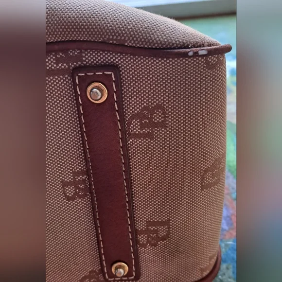 Vintage Dooney & Bourke Tan and Brown Logo Satchel - Picture 12 of 16